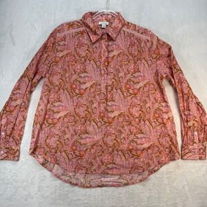 Sundance Paisley Print Button Down Top Long Sleeve Blouse‎ Pink Small